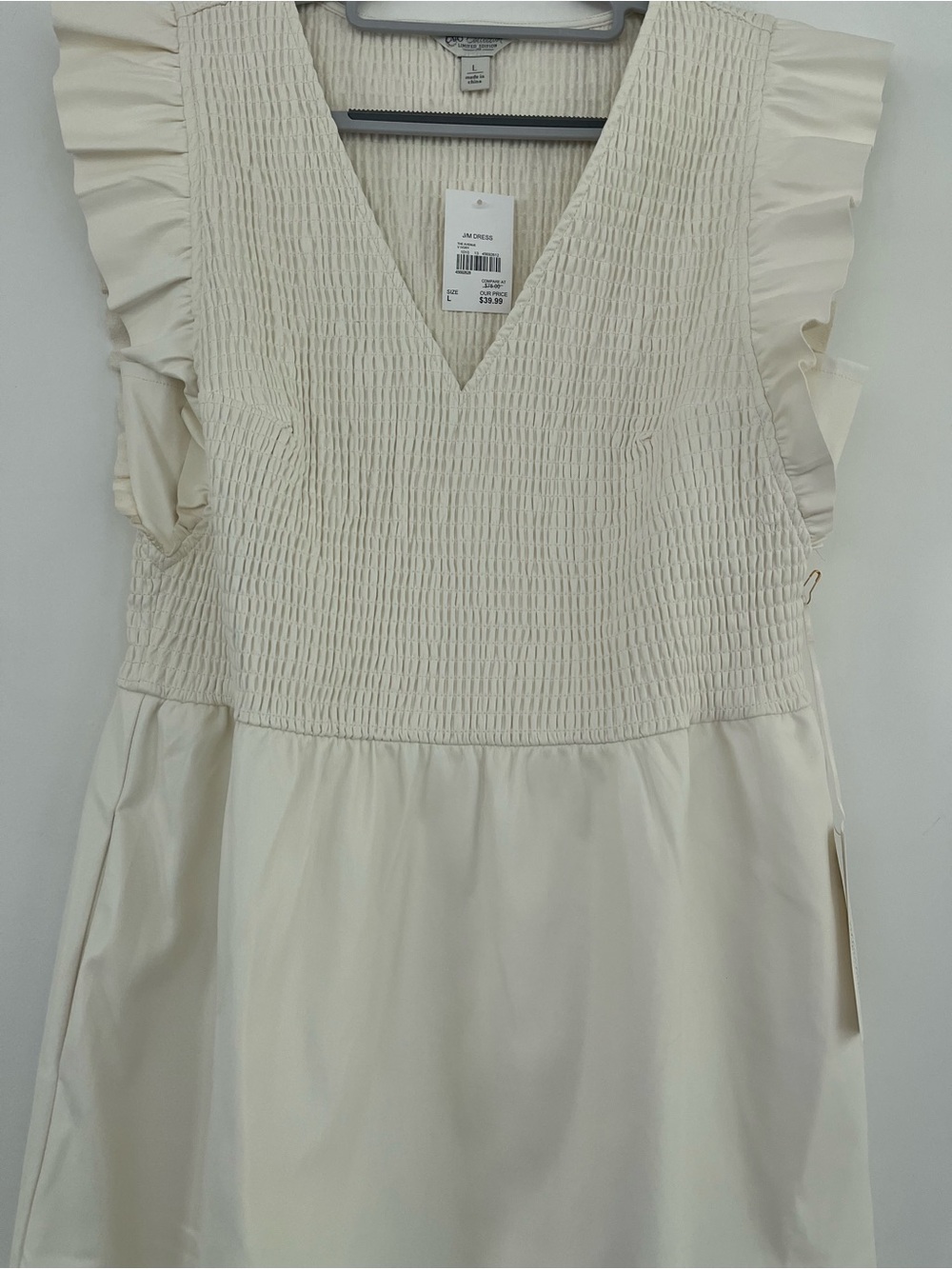 New Cato Collection Limited Edition Ivory Dress Smocked Stretch Bodice Sz Large - Picture 4 of 16